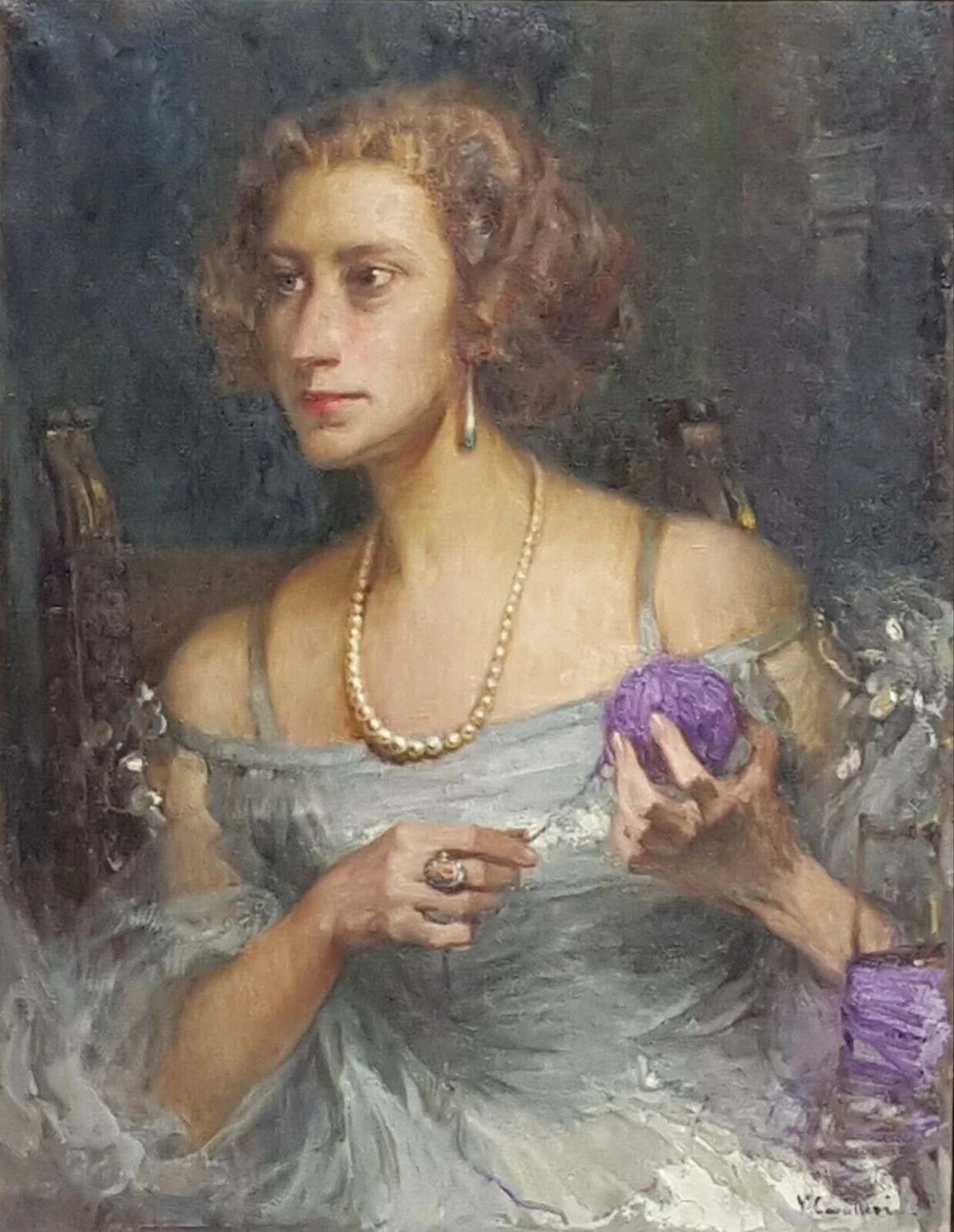 Donna con gomitolo